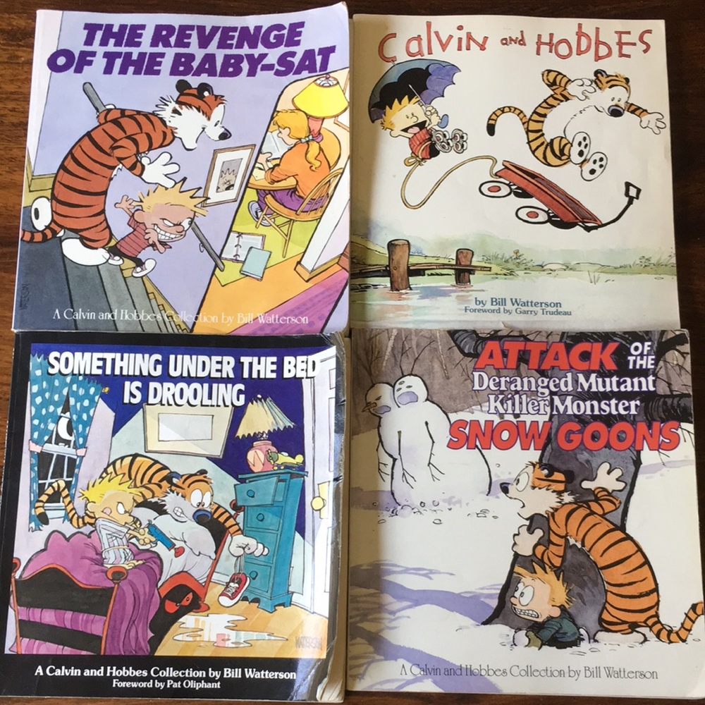 Calvin and Hobbes by Bill Watterson Set of 4 vintage used softcover books